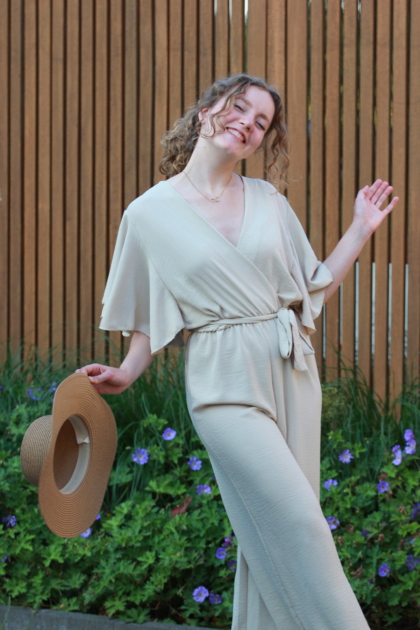 Lange jumpsuit Delphine | Beige - Iristra