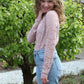 Kanten mesh top met lange mouwen en ronde hals Tess | Lichtroze - Iristra