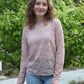Kanten mesh top met lange mouwen en ronde hals Tess | Lichtroze - Iristra