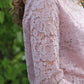 Kanten mesh top met lange mouwen en ronde hals Tess | Lichtroze - Iristra
