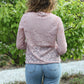 Kanten mesh top met lange mouwen en ronde hals Tess | Lichtroze - Iristra