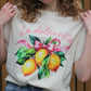 Shirt La dolce vita Sofia | Beige met citroenenprint en roze strik - Iristra