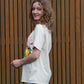 Shirt La dolce vita Sofia | Beige met citroenenprint en roze strik - Iristra