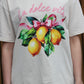 Shirt La dolce vita Sofia | Beige met citroenenprint en roze strik - Iristra