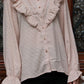 Romantische blouse met kanten details, ruffles, luxe uitstraling