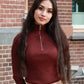 Rib top met col Fay | bruin - Iristra