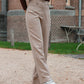 High-waisted pantalon met riemlussen en knoop- en ritssluiting, gestyled met rib top Fay