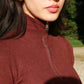 Rib top met col Fay | bruin - Iristra